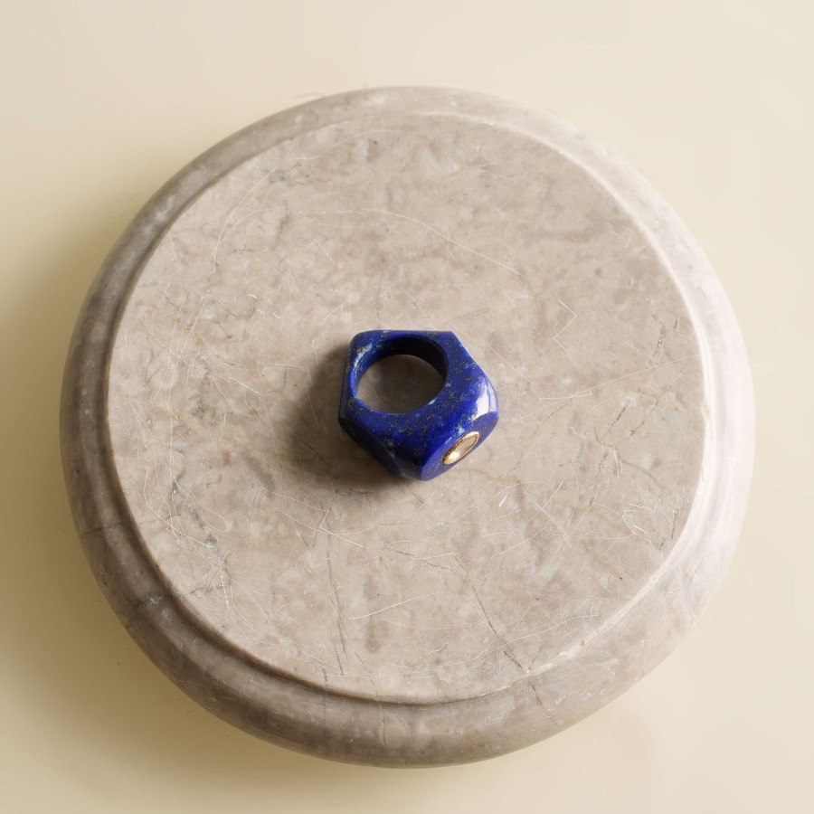 Women Zayn By Sunena Demi Fine Jewellery | Carved Lapis Lazuli Ring