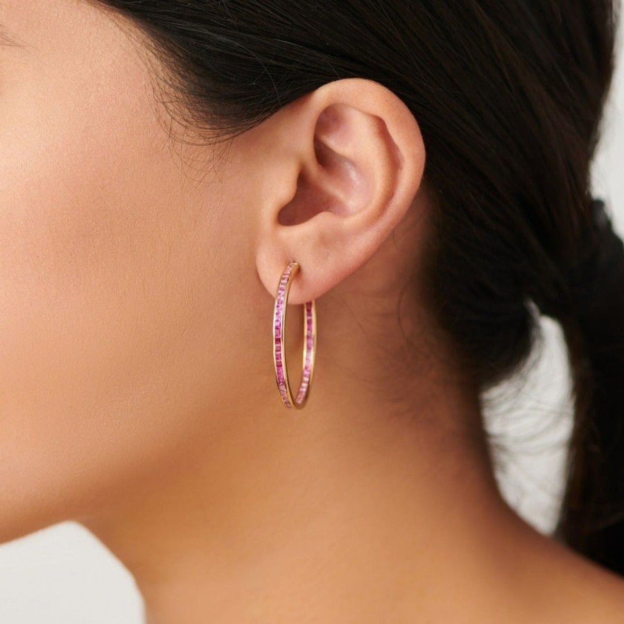 Women The Line Fine Jewellery | Ombre Ruby Oversized Hoops