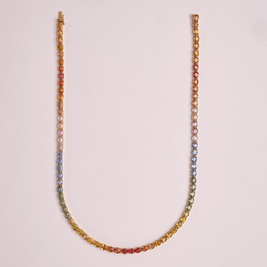 Women The Line Fine Jewellery | Rainbow Sapphire Tennis Necklace