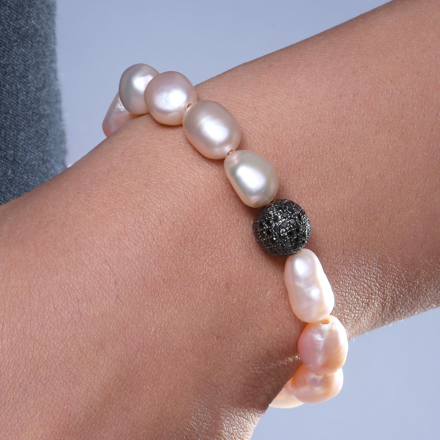 Women KAJ Fine Jewellery Fine Jewellery | Black Diamond Roundule Pearl Bracelet