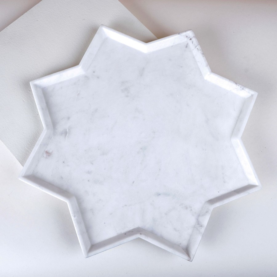 Home Ecru | White Marble Star Plate