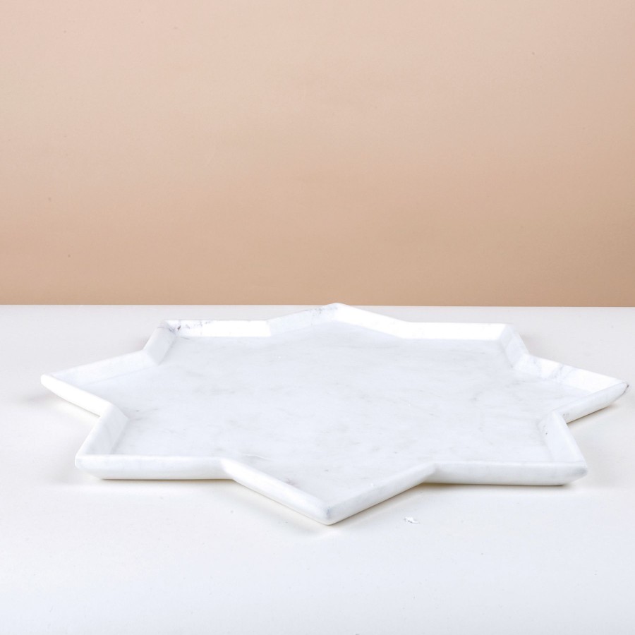 Home Ecru | White Marble Star Plate