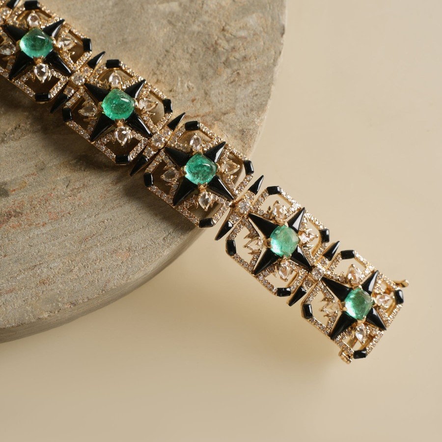 Women Tallin Jewels Fine Jewellery | Onyx Emerald Bracelet