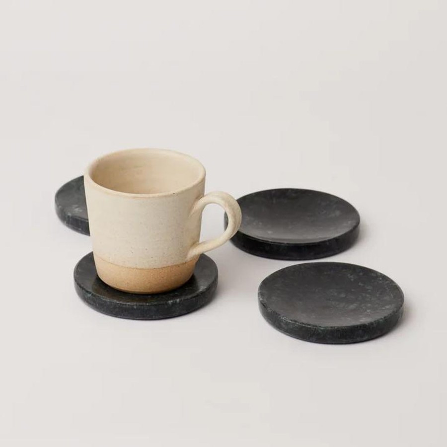 Home Fleck | Green Marble Coasters, Set Of 4