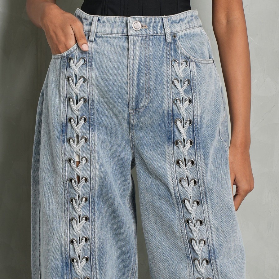 Women ROTATE Birger Christensen Denims | Denim Laced Leg Pants