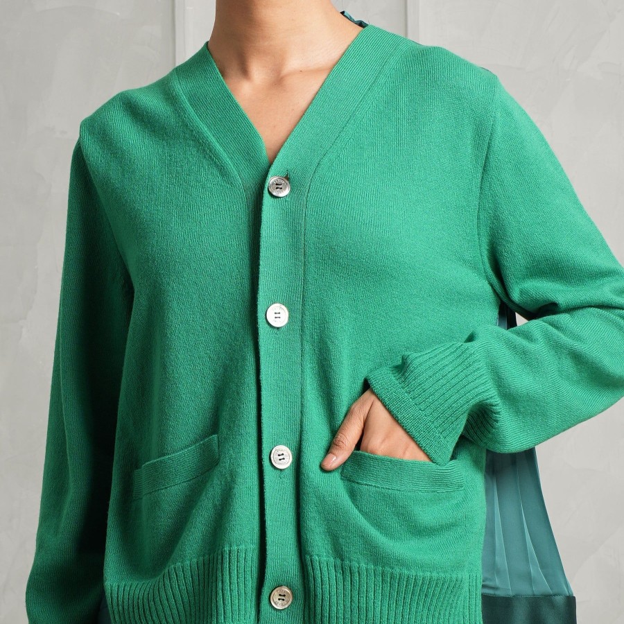 Women Sacai Sweatshirts And Sweaters | Panelled Pleated Cardigan