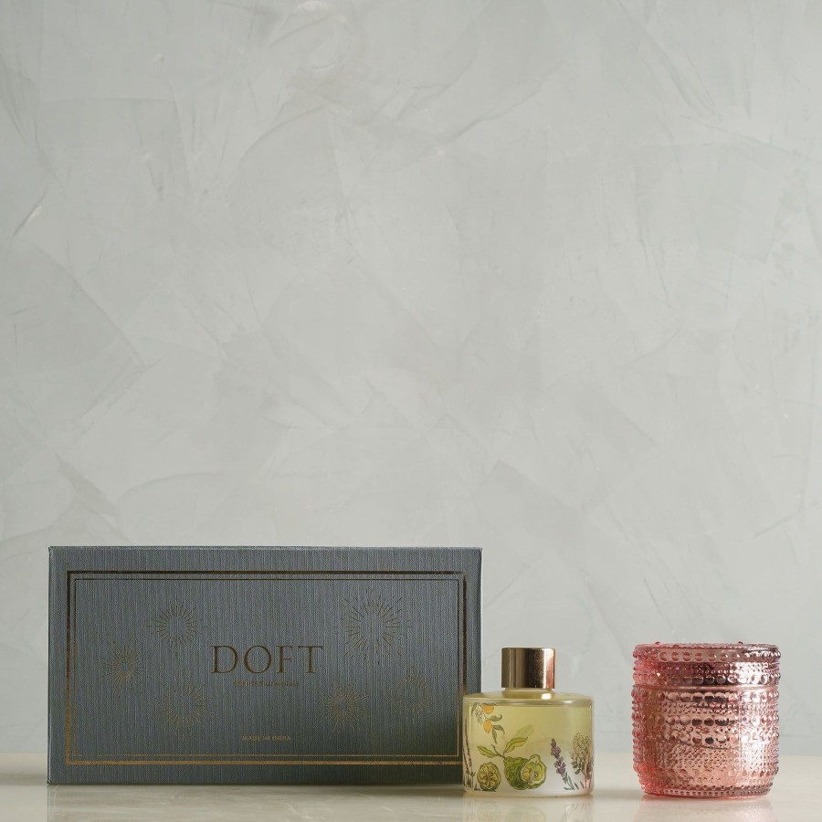 Home Doft Candles | Diffuser & Trinket Jar Pink-Tuberose