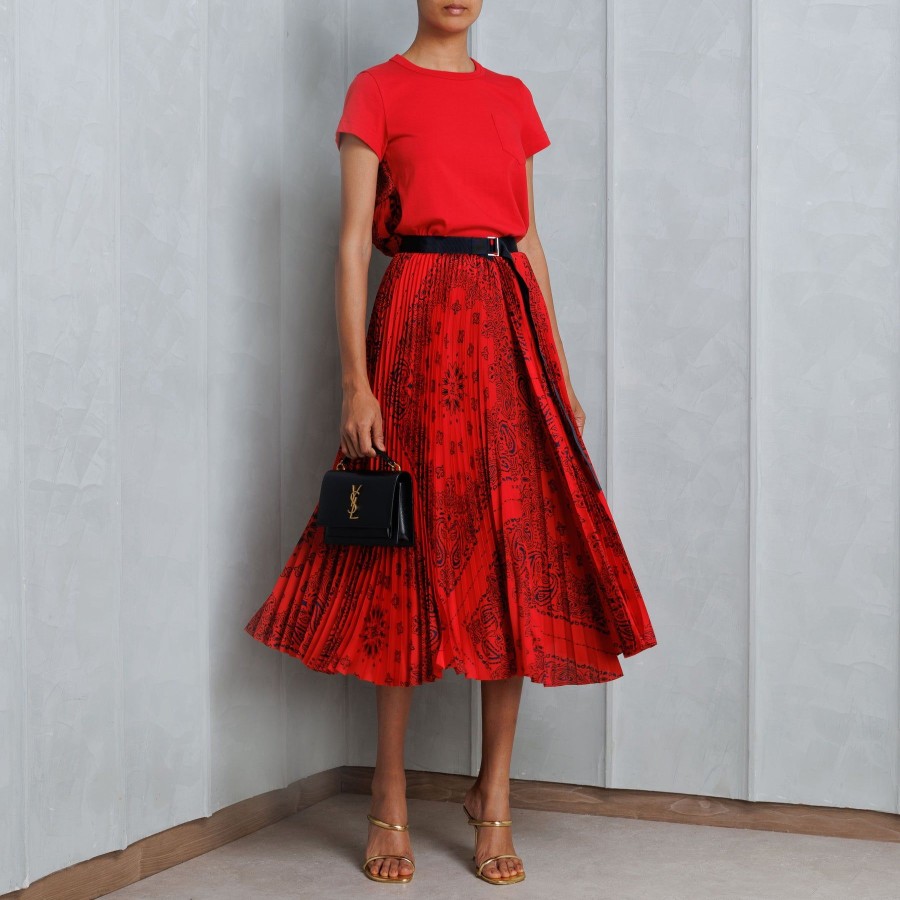 Women Sacai Skirts | Bandana Print Midi Skirt