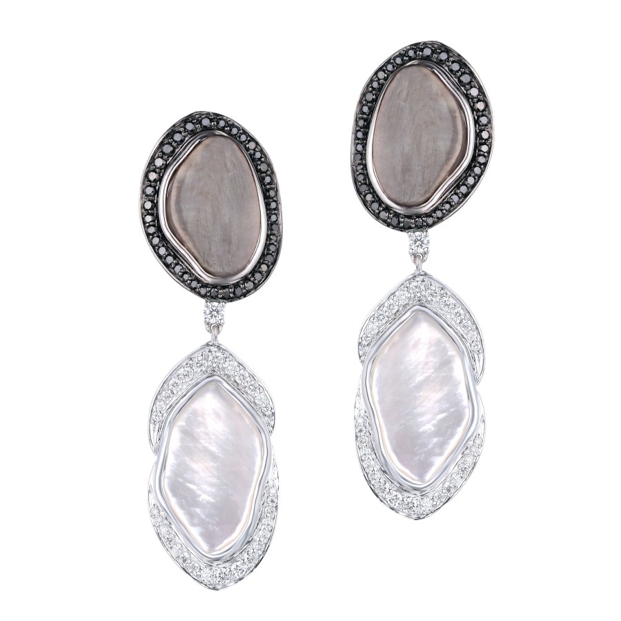 Women KAJ Fine Jewellery Fine Jewellery | Grey And White Mother Of Pearl Earrings