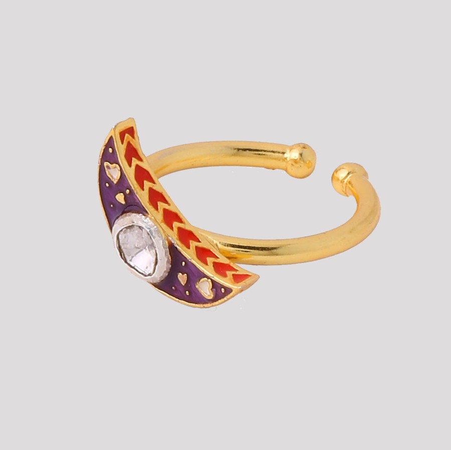 Women Azga Fashion Jewellery | Crescent Polki Ring