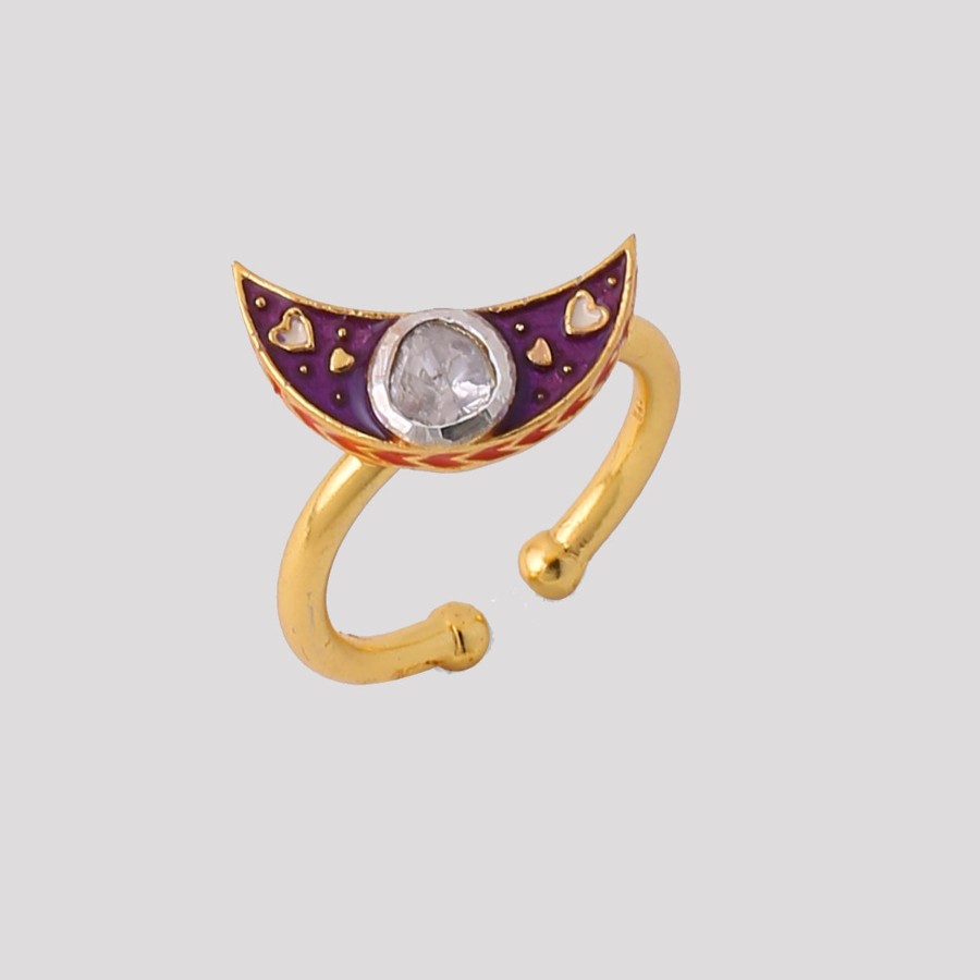 Women Azga Fashion Jewellery | Crescent Polki Ring