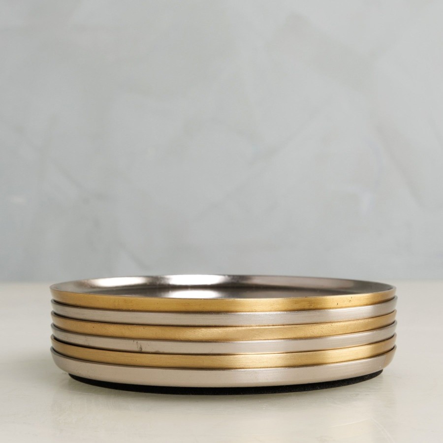 Home Fleck | Two Tone Nickel & Brass Coasters, Set Of 6