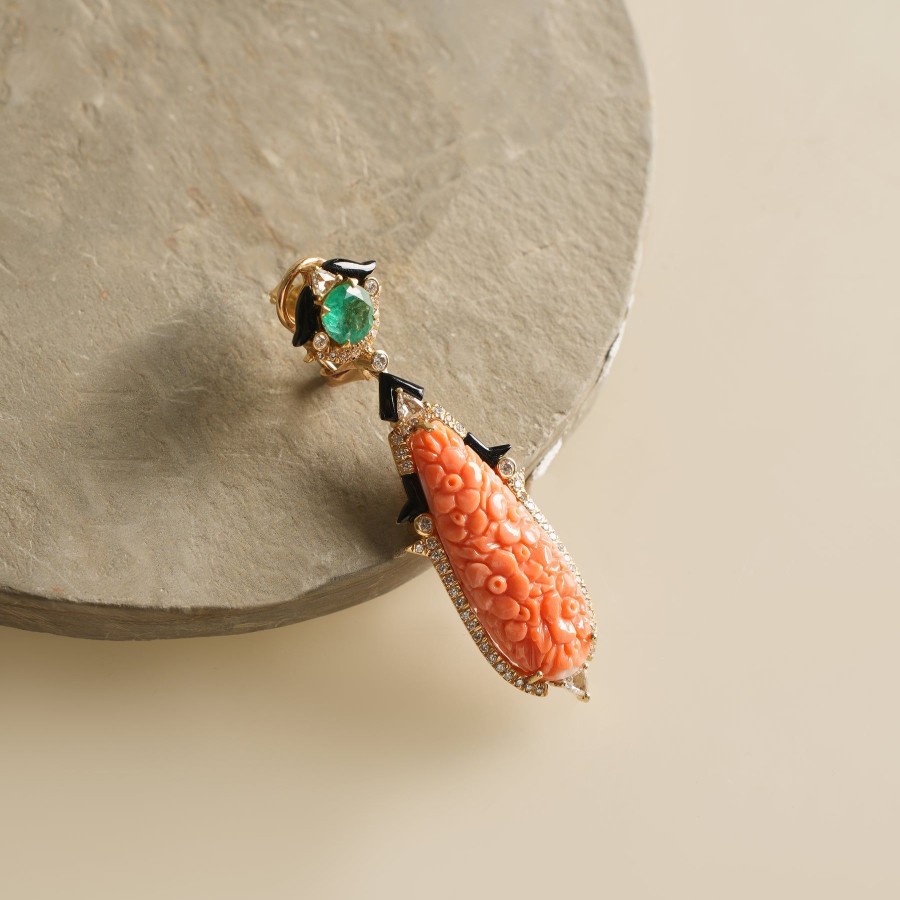 Women Tallin Jewels Fine Jewellery | Emerald Coral Earrings