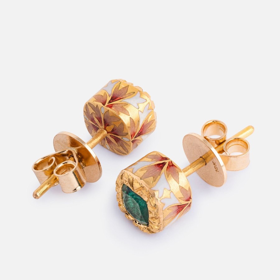 Women Agaro Jewels Fine Jewellery | Meenakari Emerald Studs