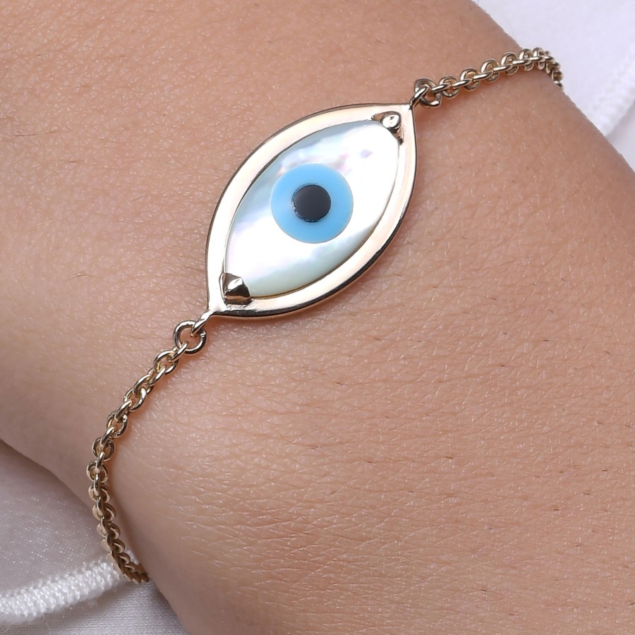 Women KAJ Fine Jewellery Fine Jewellery | Small Marquise Evil Eye Chain Bracelet