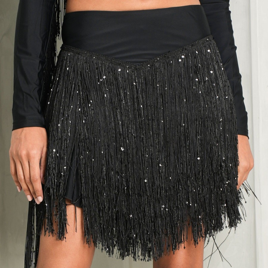 Women ROTATE Birger Christensen Skirts | Sequin Fringe Skirt