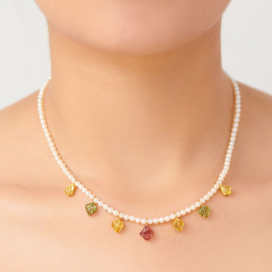 Women The Line Fine Jewellery | Carved Petal Tourmaline And Pearl Necklace