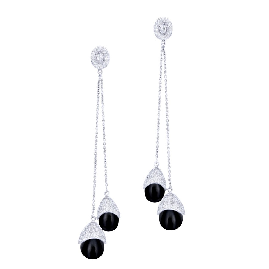 Women KAJ Fine Jewellery Fine Jewellery | Black Onyx Diamond Shoulder Dusters