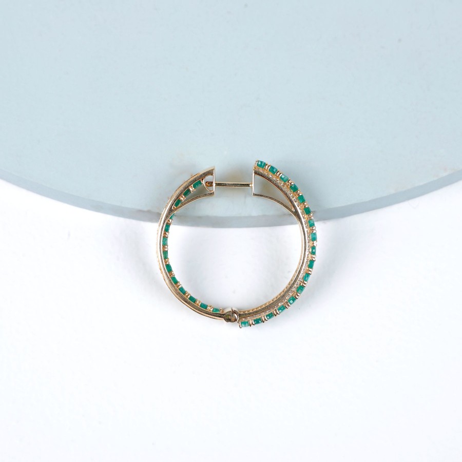 Women KAJ Fine Jewellery Fine Jewellery | Emerald & Diamond Hoops