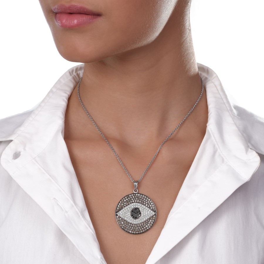 Women KAJ Fine Jewellery Fine Jewellery | Large Evil Eye Diamond Chain Pendant