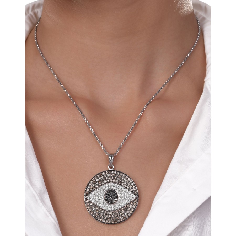 Women KAJ Fine Jewellery Fine Jewellery | Large Evil Eye Diamond Chain Pendant