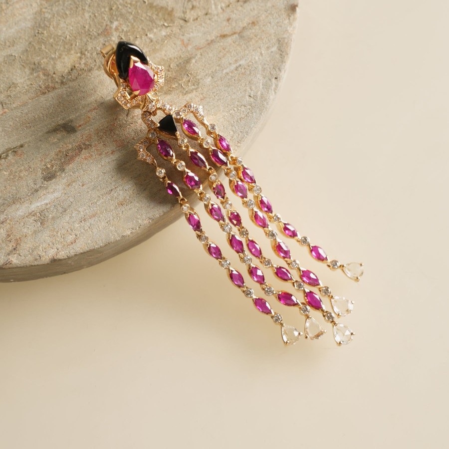 Women Tallin Jewels Fine Jewellery | Onyx Ruby Earrings