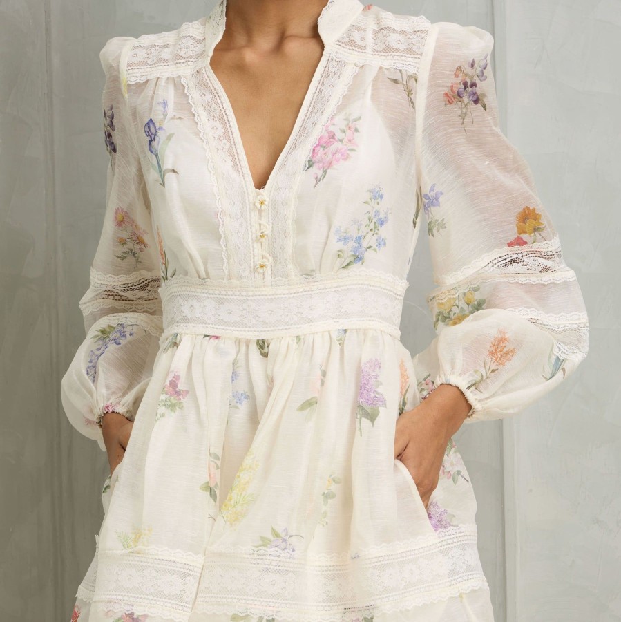 Women Zimmermann Dresses | Natura V-Neck Mini Dress