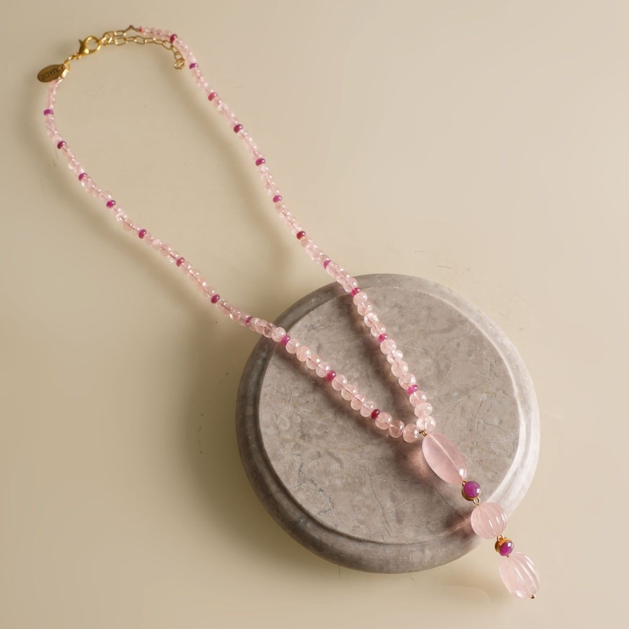 Women Zayn By Sunena Demi Fine Jewellery | Rose Quartz Pendant