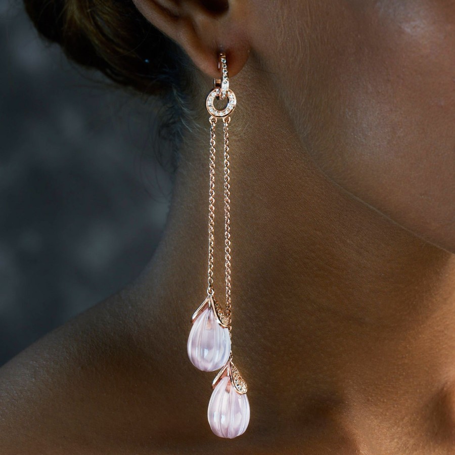 Women KAJ Fine Jewellery Fine Jewellery | Rose Quartz Diamond Shoulder Dusters