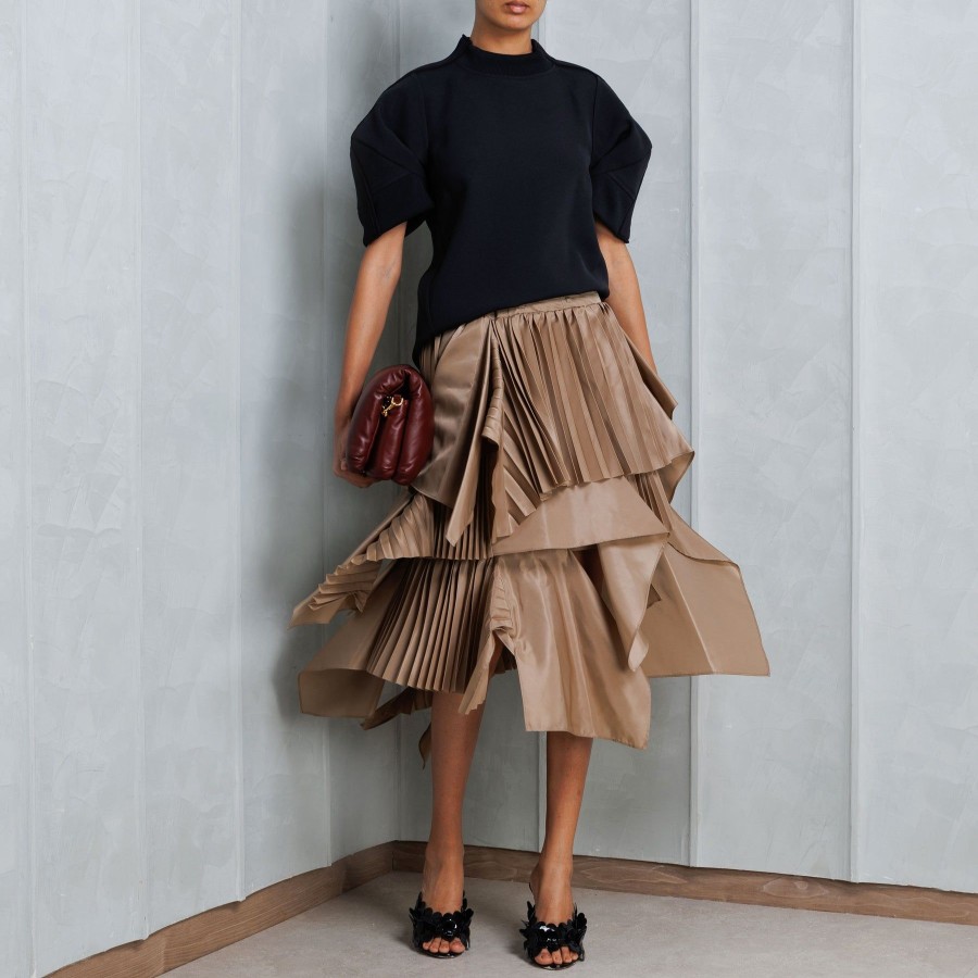 Women Sacai Skirts | Asymmetric Pleated Skirt