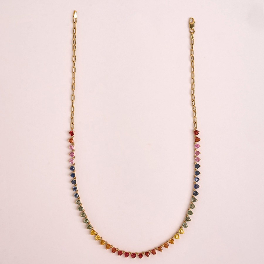 Women The Line Fine Jewellery | Rainbow Sapphire Necklace Trilliant Cut