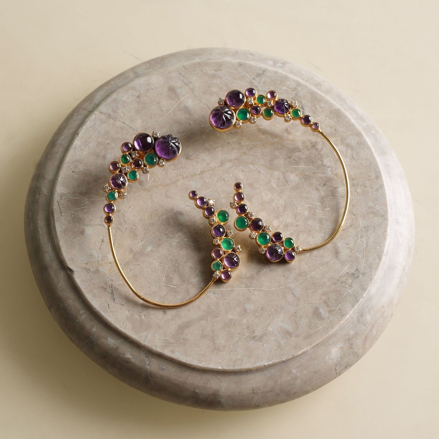 Women Akansha Sethi Demi Fine Jewellery | Amethyst And Emerald Earcuffs