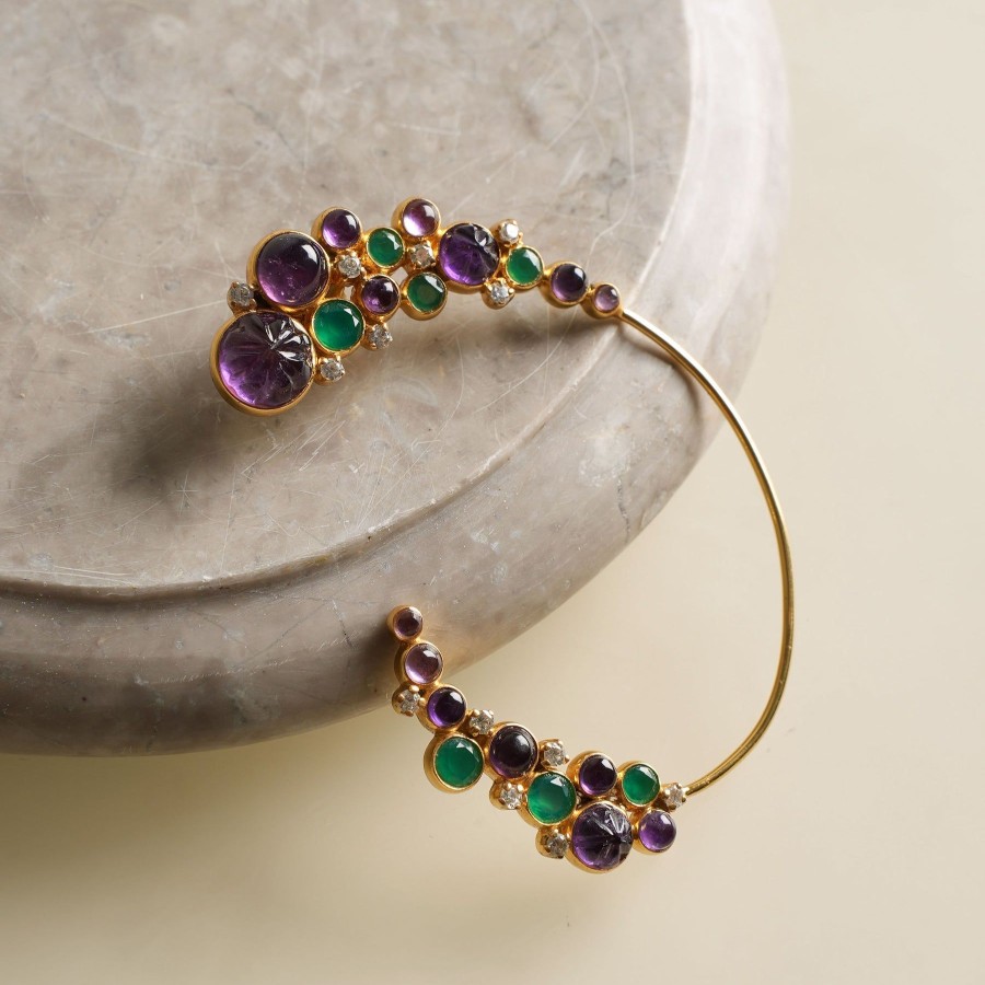 Women Akansha Sethi Demi Fine Jewellery | Amethyst And Emerald Earcuffs