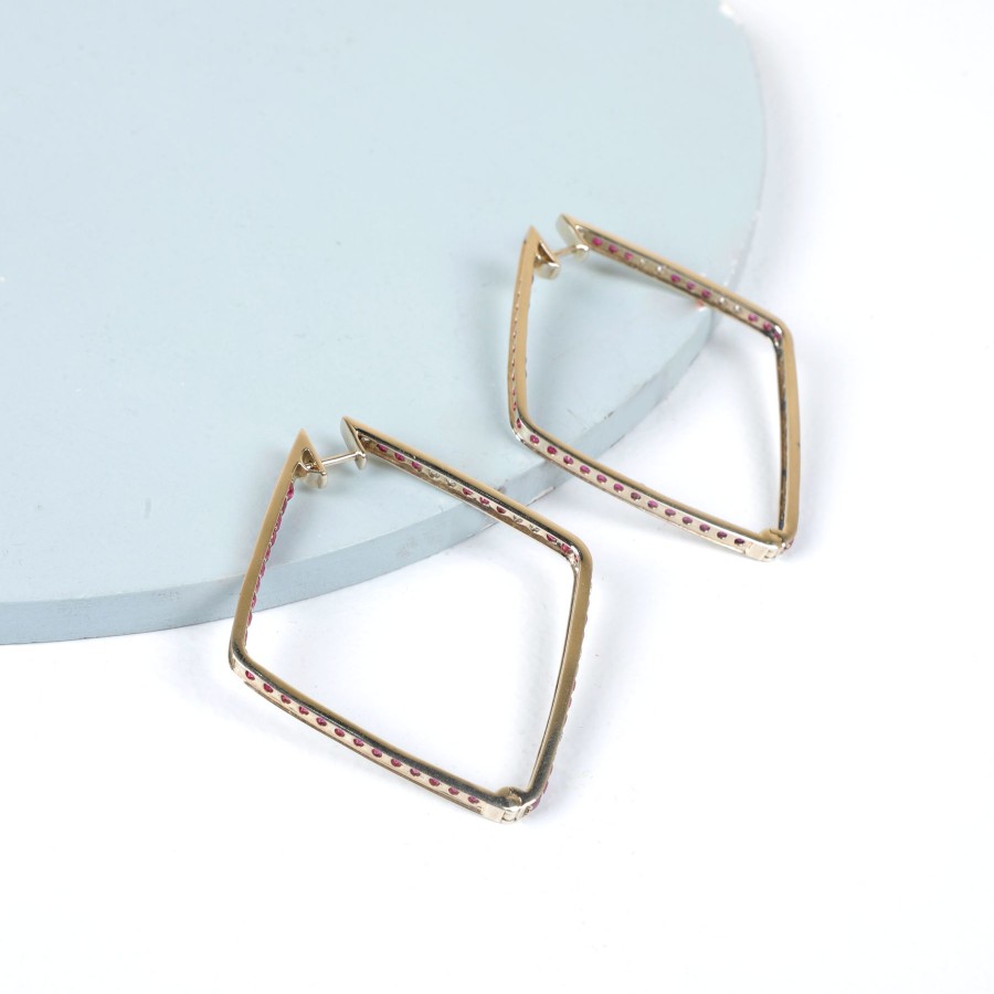 Women KAJ Fine Jewellery Fine Jewellery | Rhombus Diamond Hoops